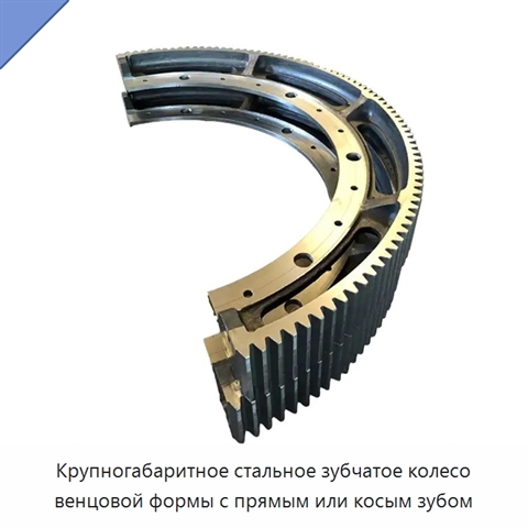 Крупногабаритное стальное зубчатое колесо венцовой формы с прямым или косым зубом
