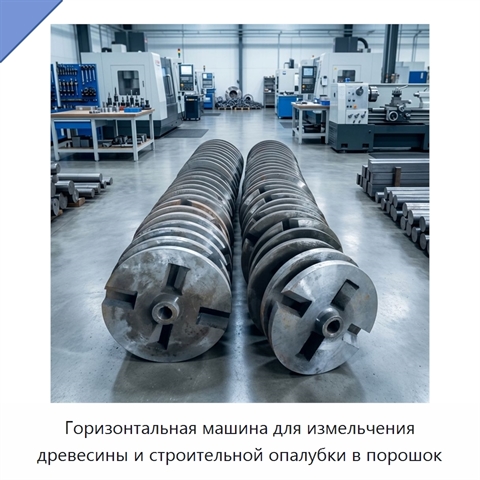 Горизонтальная машина для измельчения древесины и строительной опалубки в порошок