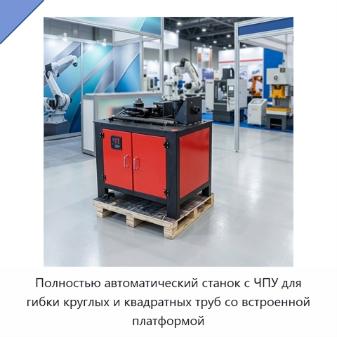 Полностью автоматический станок с ЧПУ для гибки круглых и квадратных труб со встроенной платформой