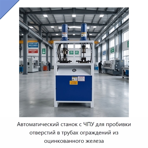 Автоматический станок с ЧПУ для пробивки отверстий в трубах ограждений из оцинкованного железа