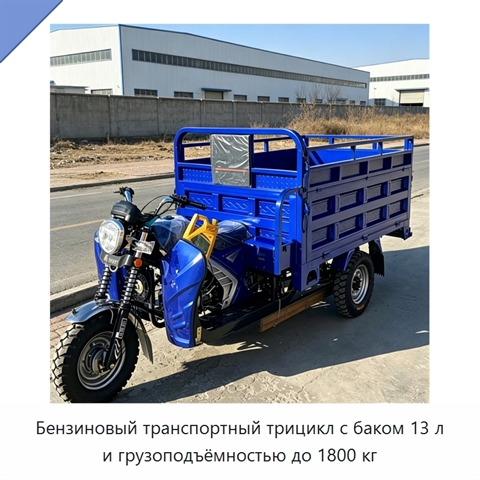 Бензиновый транспортный трицикл с баком 13 л и грузоподъёмностью до 1800 кг