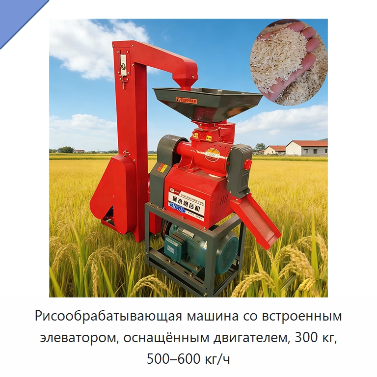 Рисообрабатывающая машина со встроенным элеватором, оснащённым двигателем, 300 кг, 500–600 кг/ч — Оборудование для переработки зерна
