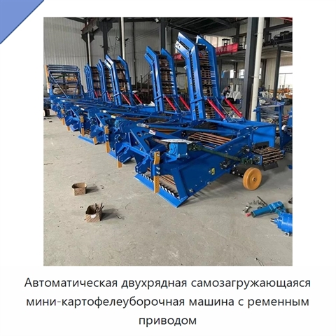 Автоматическая двухрядная самозагружающаяся мини-картофелеуборочная машина с ременным приводом