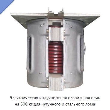 Электрическая индукционная плавильная печь на 500 кг для чугунного и стального лома