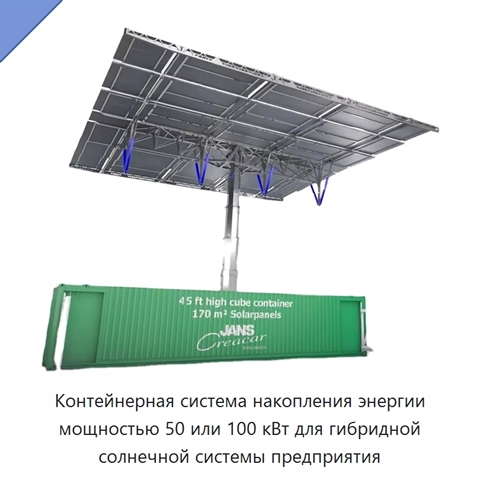 Контейнерная система накопления энергии мощностью 50 или 100 кВт для гибридной солнечной системы предприятия