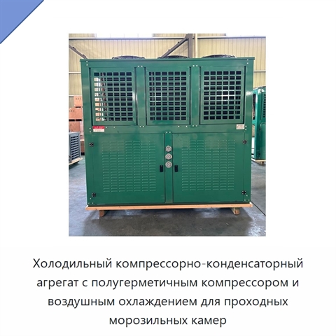 Холодильный компрессорно-конденсаторный агрегат с полугерметичным компрессором и воздушным охлаждением для проходных морозильных камер