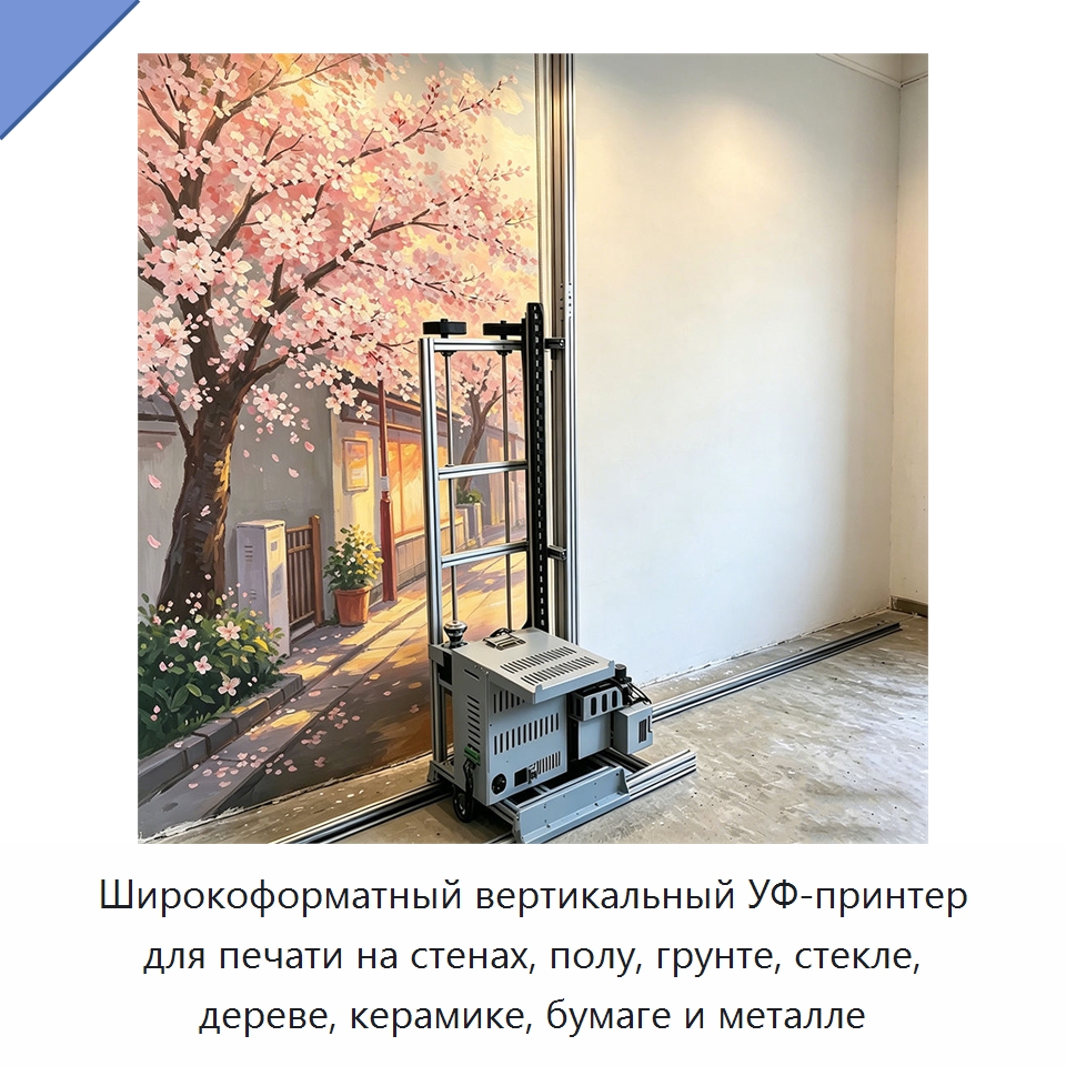 Широкоформатный вертикальный УФ-принтер для печати на стенах, полу, грунте, стекле, дереве, керамике, бумаге и металле — Специальные машины и промышленное оборудование