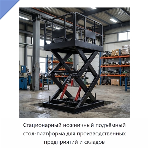 Стационарный ножничный подъёмный стол-платформа для производственных предприятий и складов