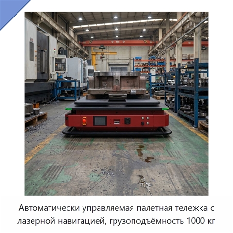 Автоматически управляемая палетная тележка с лазерной навигацией, грузоподъёмность 1000 кг