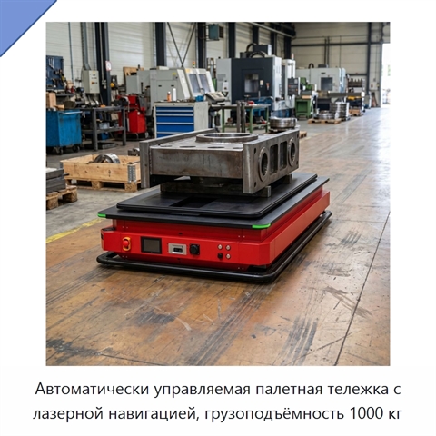 Автоматически управляемая палетная тележка с лазерной навигацией, грузоподъёмность 1000 кг