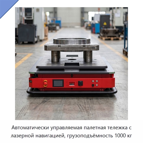 Автоматически управляемая палетная тележка с лазерной навигацией, грузоподъёмность 1000 кг