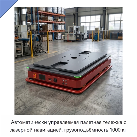Автоматически управляемая палетная тележка с лазерной навигацией, грузоподъёмность 1000 кг