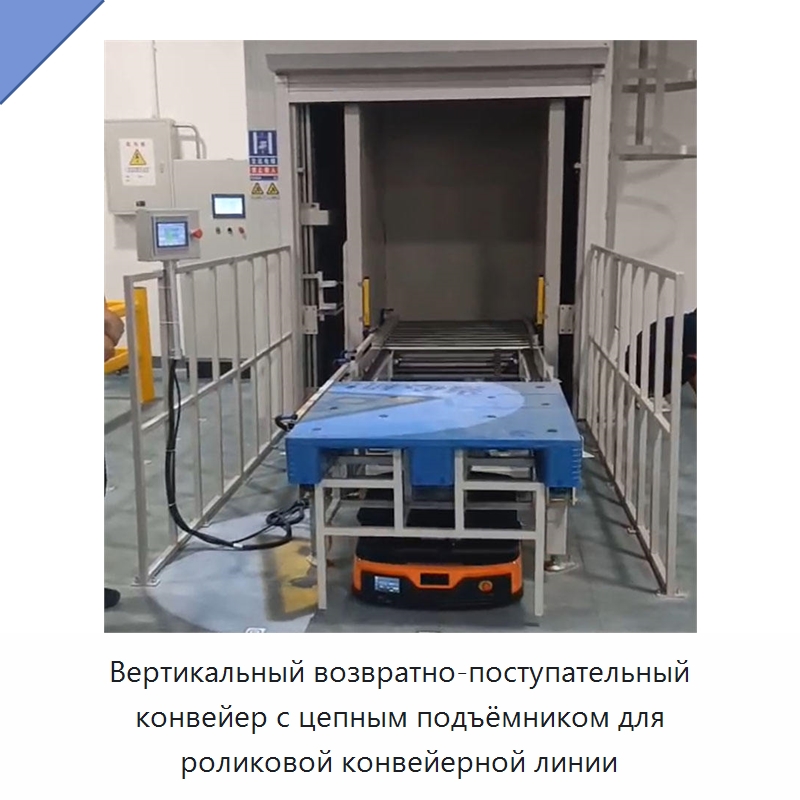 Вертикальный возвратно-поступательный конвейер с цепным подъёмником для роликовой конвейерной линии — Подъемные столы