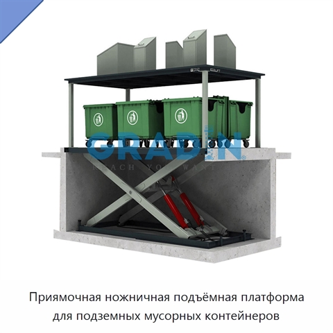 Приямочная ножничная подъёмная платформа для подземных мусорных контейнеров