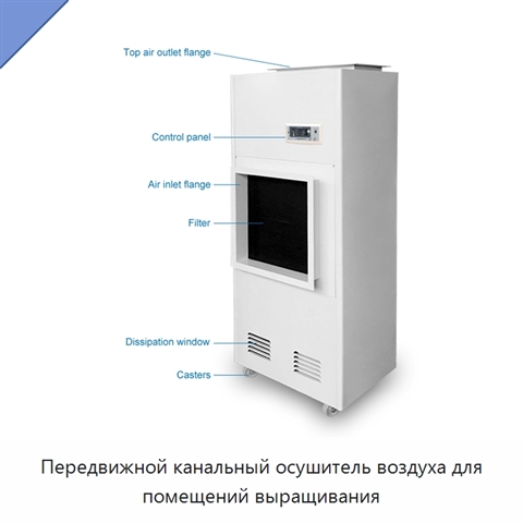 Передвижной канальный осушитель воздуха для помещений выращивания