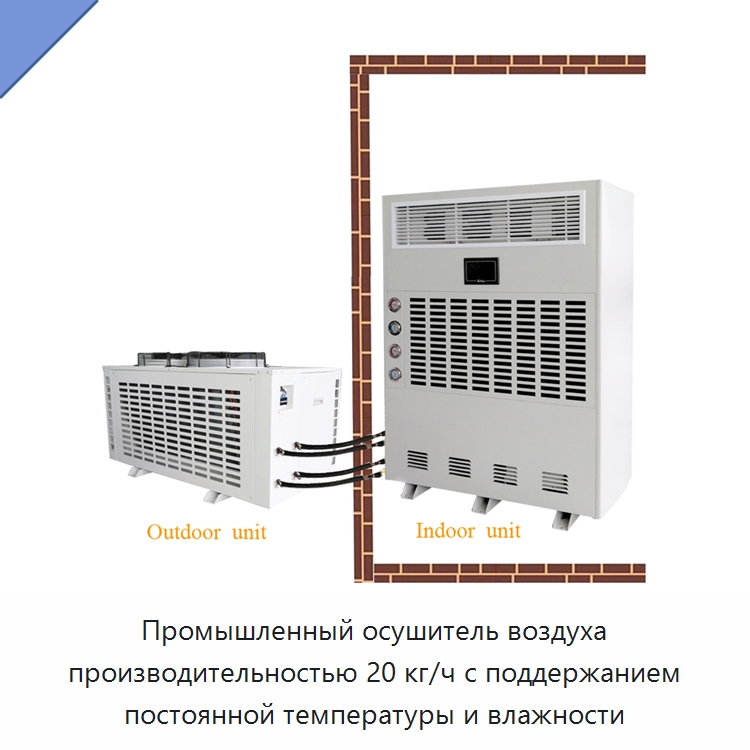 Промышленный осушитель воздуха производительностью 20 кг/ч с поддержанием постоянной температуры и влажности