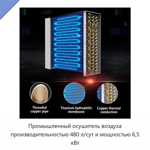 Промышленный осушитель воздуха производительностью 480 л/сут и мощностью 6,5 кВт
