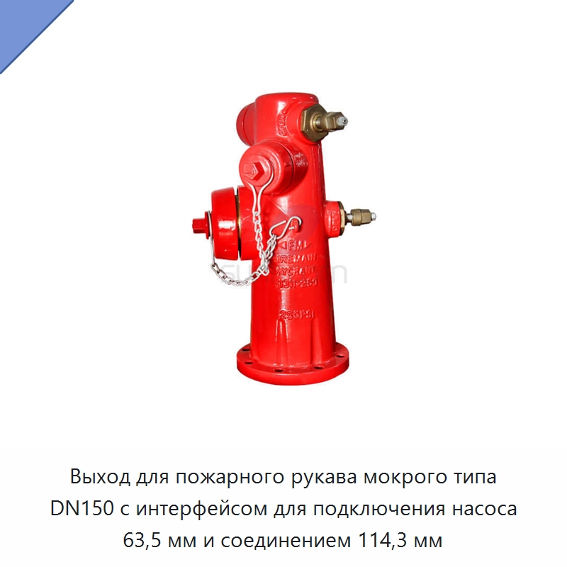 Выход для пожарного рукава мокрого типа DN150 с интерфейсом для подключения насоса 63,5 мм и соединением 114,3 мм — Противопожарное оборудование и принадлежности
