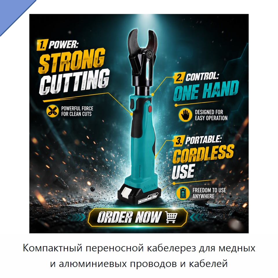 Компактный переносной кабелерез для медных и алюминиевых проводов и кабелей — Специальный гидравлический инструмент