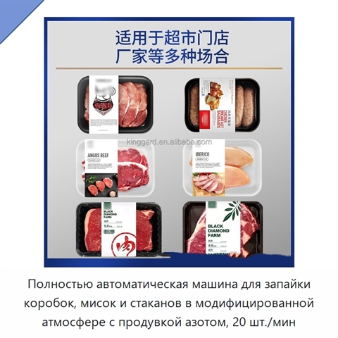 Полностью автоматическая машина для запайки коробок, мисок и стаканов в модифицированной атмосфере с продувкой азотом, 20 шт./мин