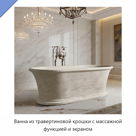 Ванна из травертиновой крошки с массажной функцией и экраном