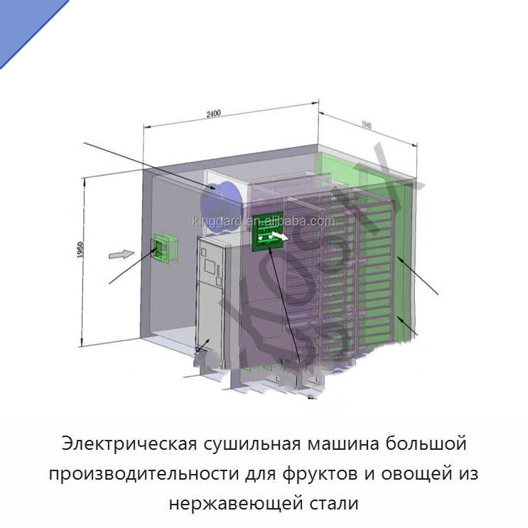 Электрическая сушильная машина большой производительности для фруктов и овощей из нержавеющей стали