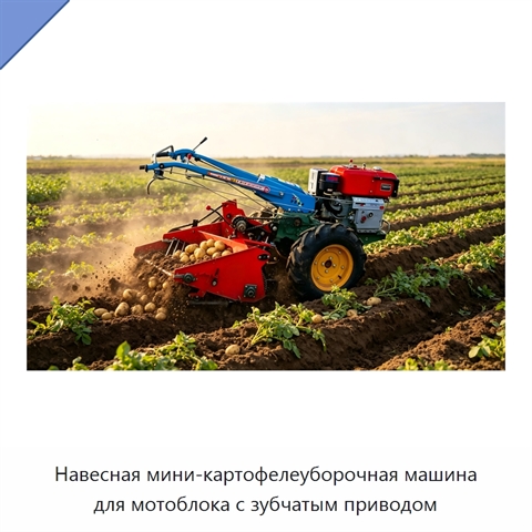 Навесная мини-картофелеуборочная машина для мотоблока с зубчатым приводом