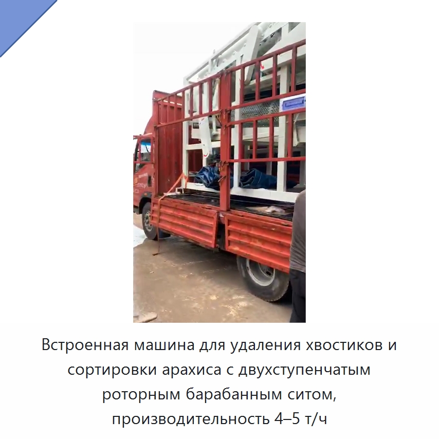 Встроенная машина для удаления хвостиков и сортировки арахиса с двухступенчатым роторным барабанным ситом, производительность 4–5 т/ч